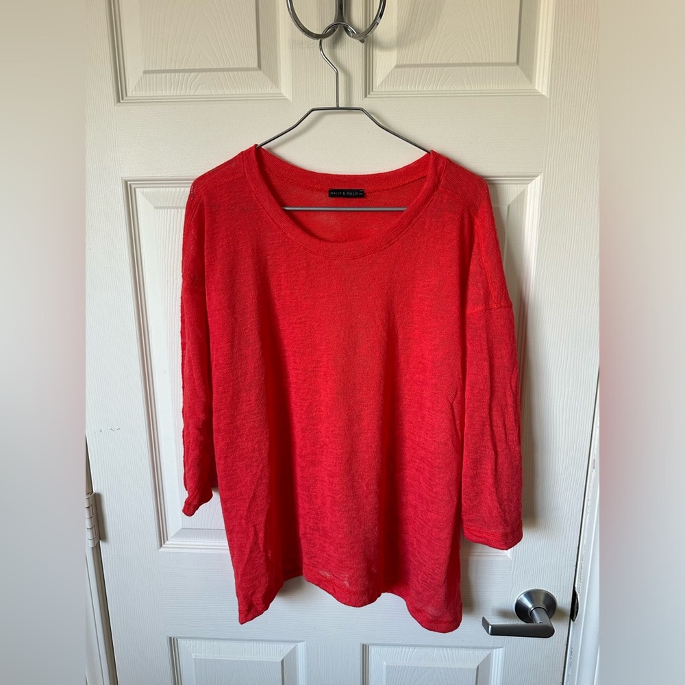 NALLY & MILLIE Bright Coral Top.